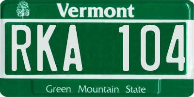 VT license plate RKA104