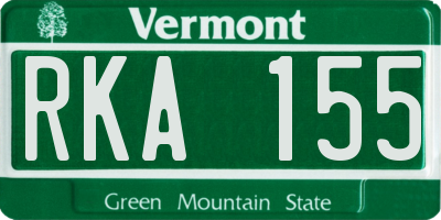 VT license plate RKA155