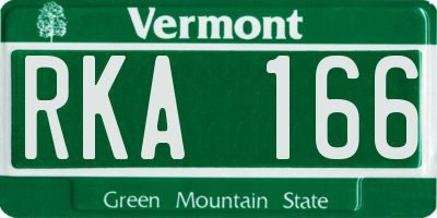 VT license plate RKA166