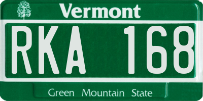 VT license plate RKA168
