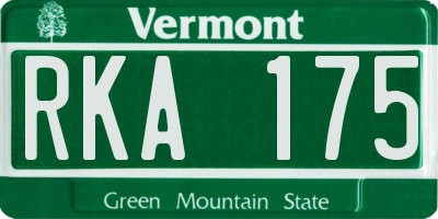 VT license plate RKA175