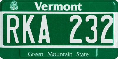 VT license plate RKA232