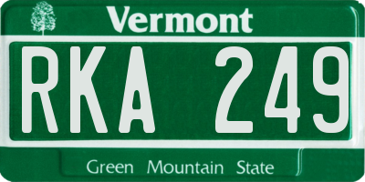 VT license plate RKA249