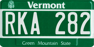 VT license plate RKA282