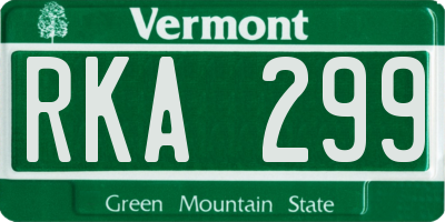 VT license plate RKA299