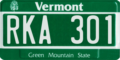 VT license plate RKA301