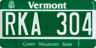 VT license plate RKA304
