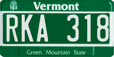 VT license plate RKA318