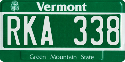 VT license plate RKA338