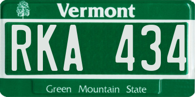 VT license plate RKA434