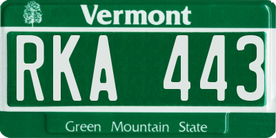 VT license plate RKA443