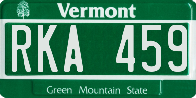 VT license plate RKA459