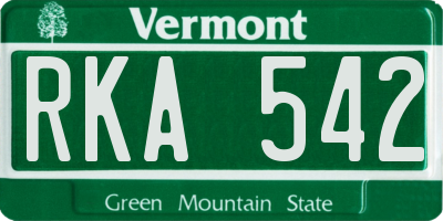 VT license plate RKA542