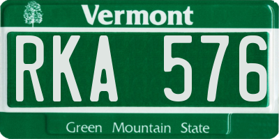 VT license plate RKA576
