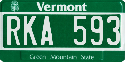 VT license plate RKA593