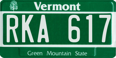 VT license plate RKA617