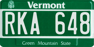 VT license plate RKA648