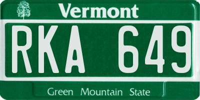 VT license plate RKA649
