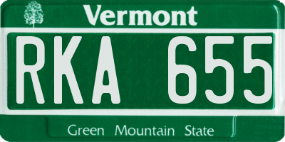 VT license plate RKA655