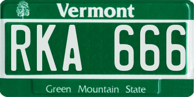 VT license plate RKA666