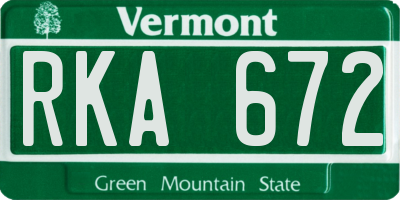 VT license plate RKA672