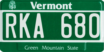 VT license plate RKA680
