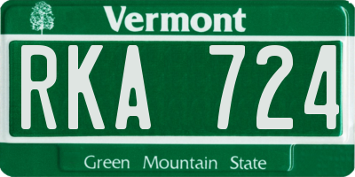 VT license plate RKA724