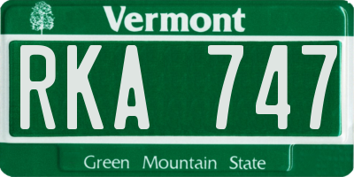 VT license plate RKA747