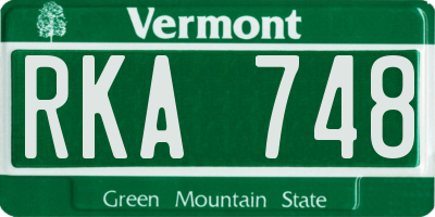 VT license plate RKA748