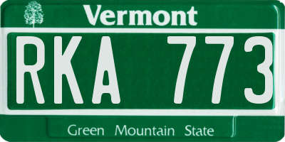 VT license plate RKA773