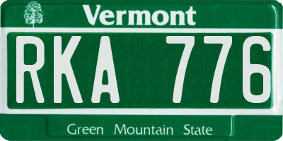 VT license plate RKA776