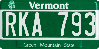 VT license plate RKA793