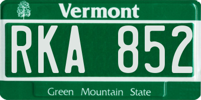 VT license plate RKA852