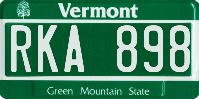 VT license plate RKA898