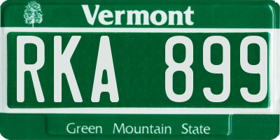 VT license plate RKA899