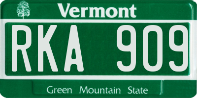 VT license plate RKA909