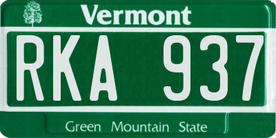VT license plate RKA937