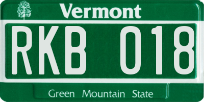 VT license plate RKB018