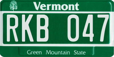 VT license plate RKB047