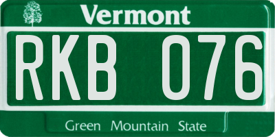 VT license plate RKB076