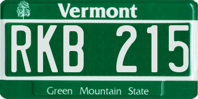 VT license plate RKB215