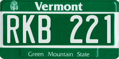 VT license plate RKB221