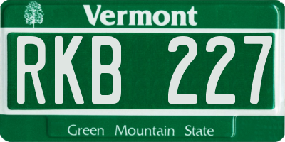 VT license plate RKB227