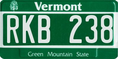 VT license plate RKB238