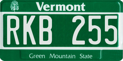 VT license plate RKB255