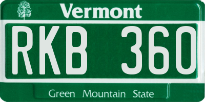 VT license plate RKB360