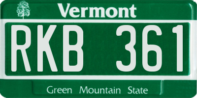 VT license plate RKB361