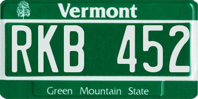 VT license plate RKB452