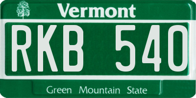 VT license plate RKB540