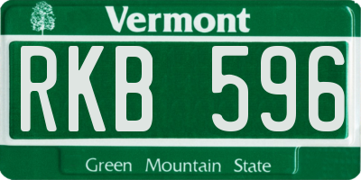 VT license plate RKB596